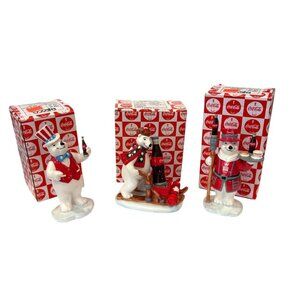 Lot of 3 Coca-Cola Polar Bears Around the World Germany Canada United Kingdom
